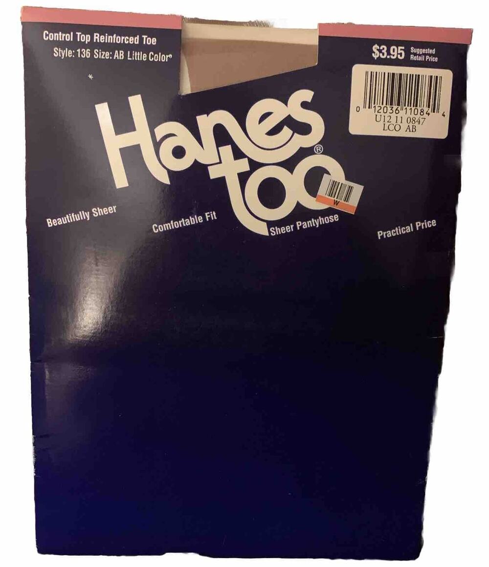 Vintage Hanes Too Control Top Reinforced Pantyhose AB Little Color 136